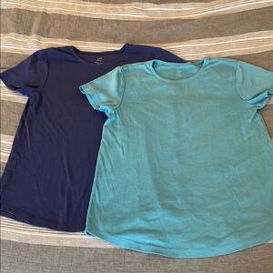 J. Jill Short Sleeve Tops - Deep Blue and Light Teal